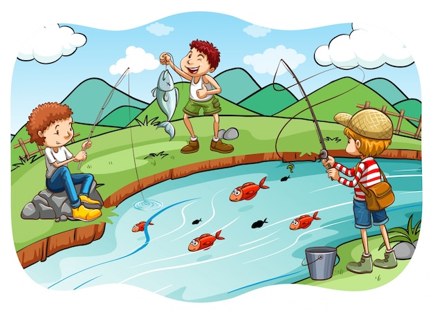 Kids fishing trips Vectors & Illustrations for Free Download