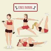 Free vector fit women showing four postures