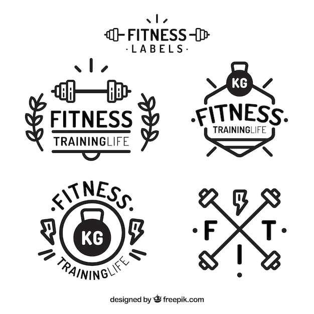 Vettore gratuito set di badge fitness di cinque