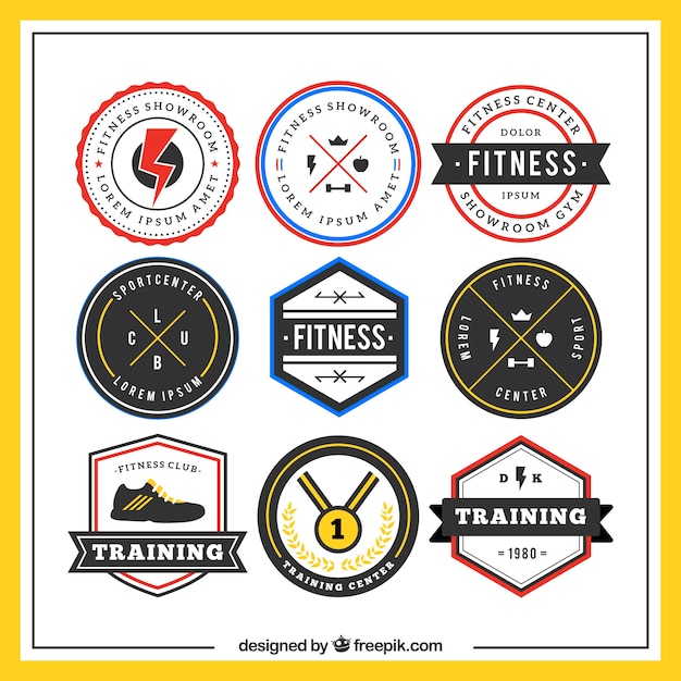 Fitness badges Premium Vector