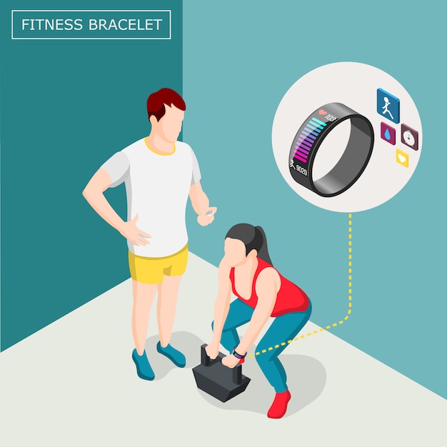 Free vector fitness bracelet isometric background
