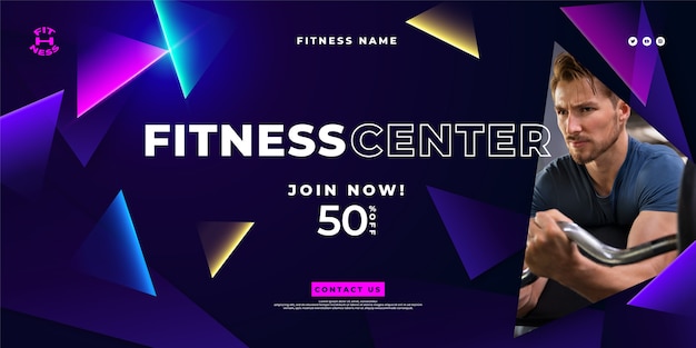 Fitness center banner design template