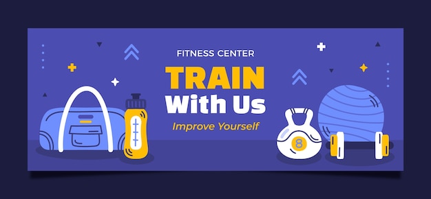 Vettore gratuito modello di copertina di facebook del centro fitness