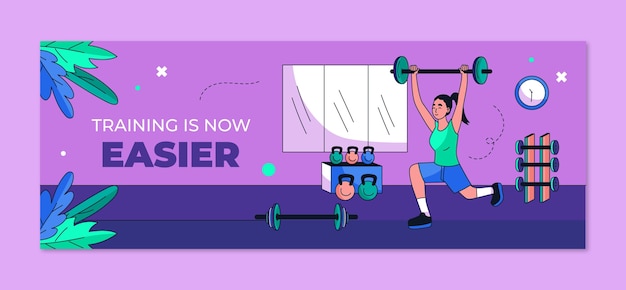 Free vector fitness center  facebook cover