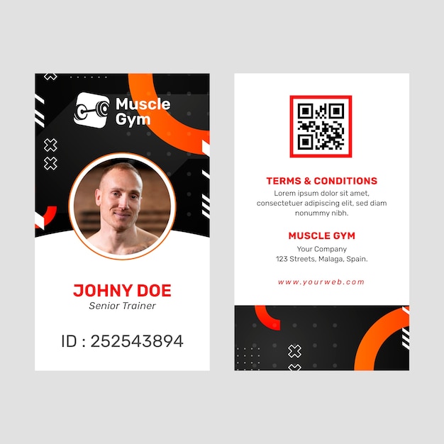 Free vector fitness center id card design template