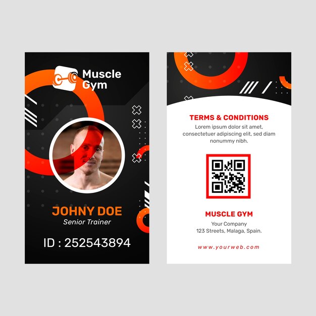 Fitness center id card design template