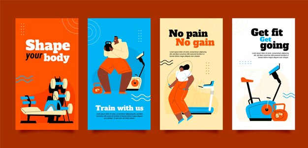 Fitness center instagram stories design template