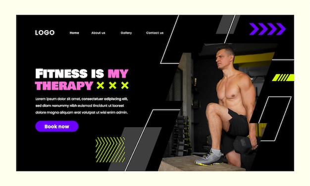 Free vector fitness center  landing page template