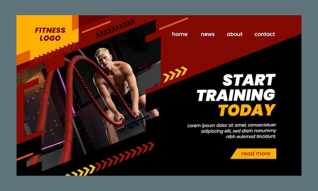 Free vector fitness center  landing page template