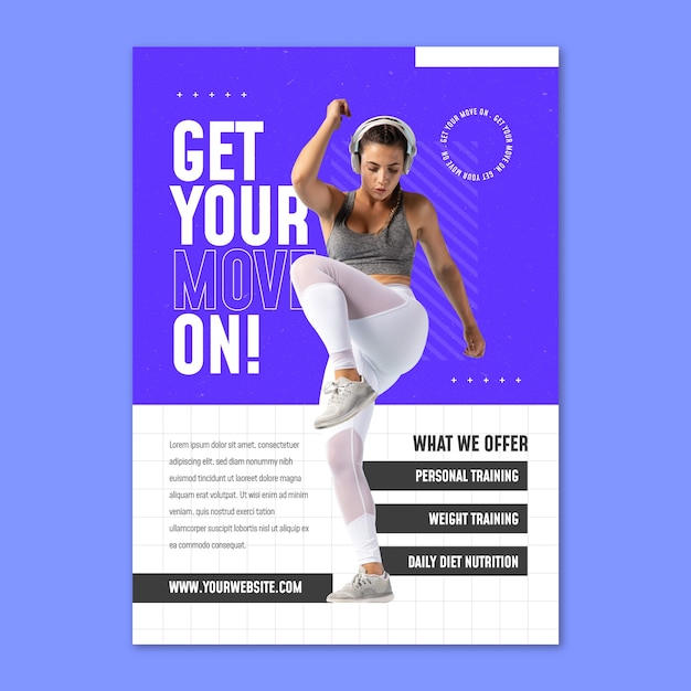 Free vector fitness center  poster  template