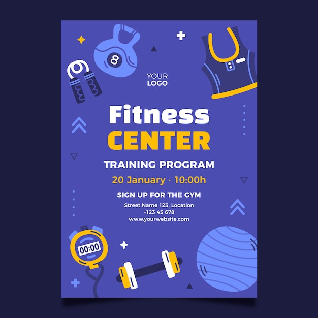 Vettore gratuito modello di poster del centro fitness