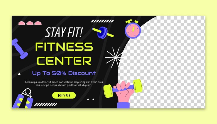 Free Vector fitness center  sale banner template