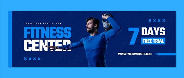 Free vector fitness center  twitter header