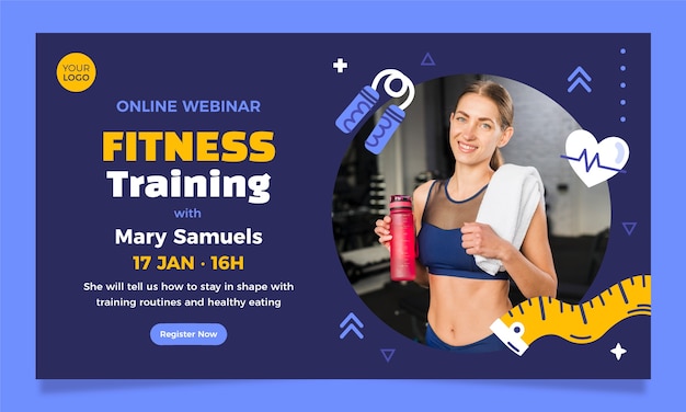 Vettore gratuito modello di webinar del centro fitness