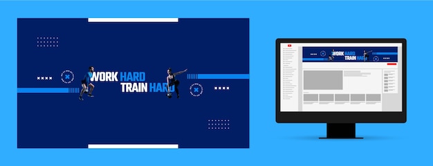 無料ベクター フィットネス センターの youtube チャンネル アート
