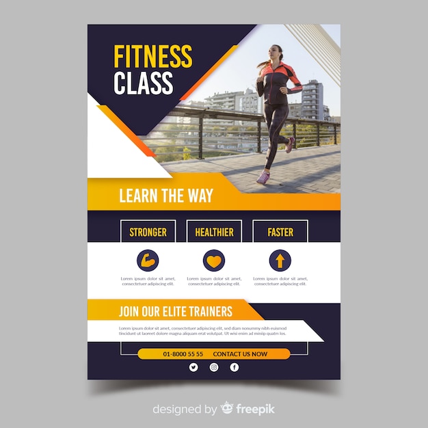 Free vector fitness class sport flyer template