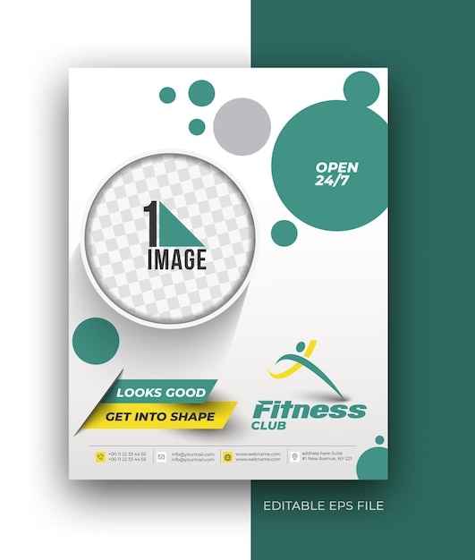 Free vector fitness club a4 brochure flyer poster design template