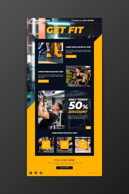 Free vector fitness communication email template