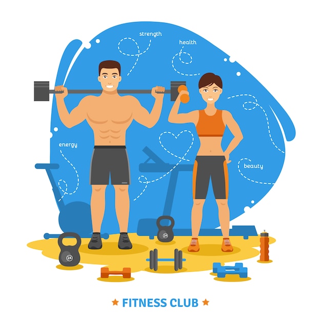 Free vector fitness couple concept