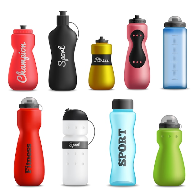 Fitness Drink Bottles Realistic Set 