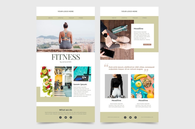 Free vector fitness email template set