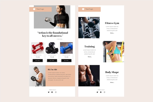 Modello di email fitness