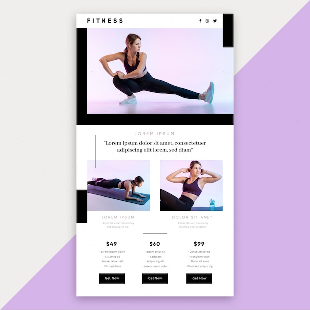 Free vector fitness email template