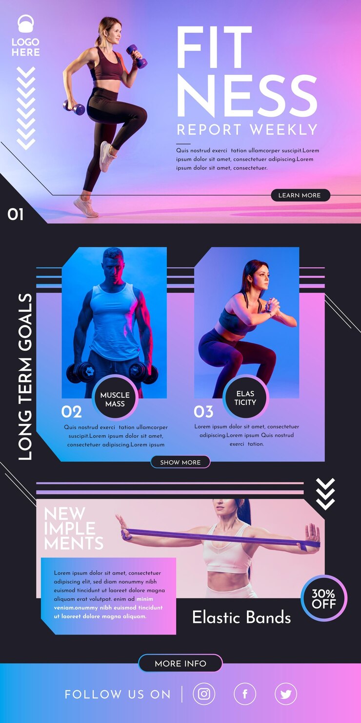 Free Vector fitness email template