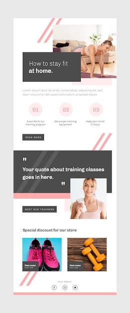 Vettore gratuito modello di email fitness