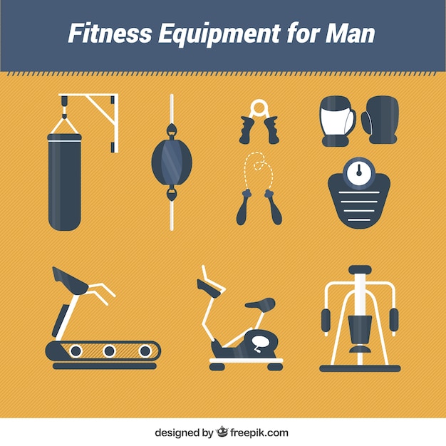 Free vector fitness equipment for man in a flat style