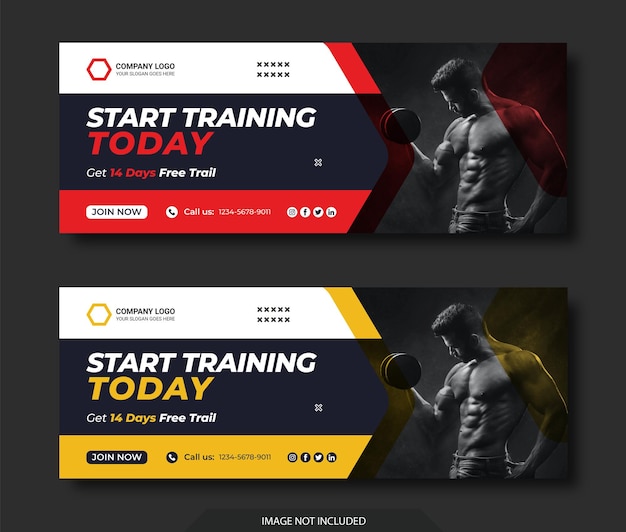 Fitness facebook cover social media post and web banner
