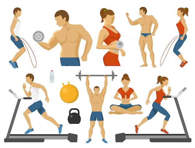 Sport exercises collection  Healthcare Illustrations ~ Creative