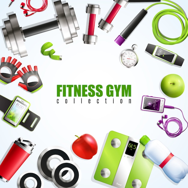 Free vector fitness gym composition