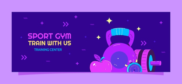 Free vector fitness gym training facebook cover template