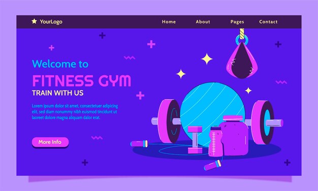 Fitness gym training landing page  template