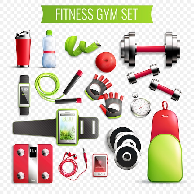 Vettore gratuito set trasparente per palestra fitness