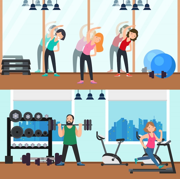 Free vector fitness horizontal banners