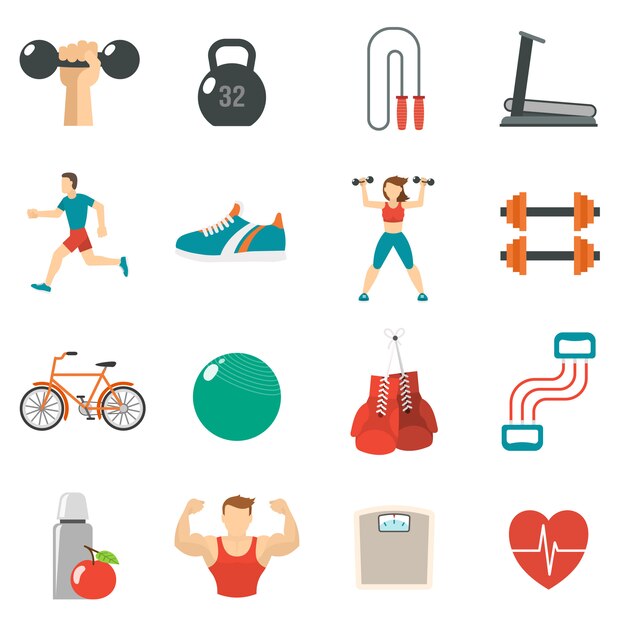 Fitness Icon Flat Set