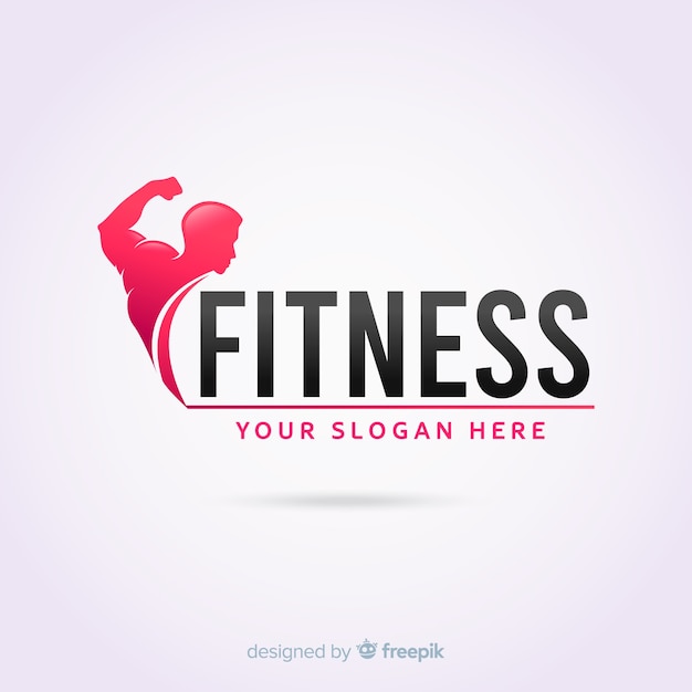 Vettore gratuito design piatto modello di logo di fitness