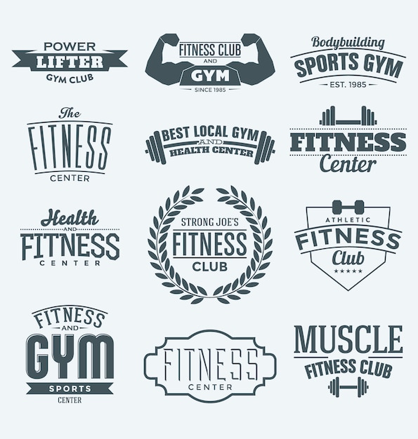 Коллекция Фитнес логотипы