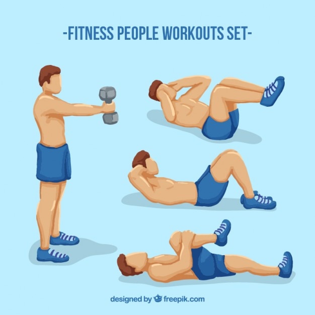 Free Vector fitness men workouts set