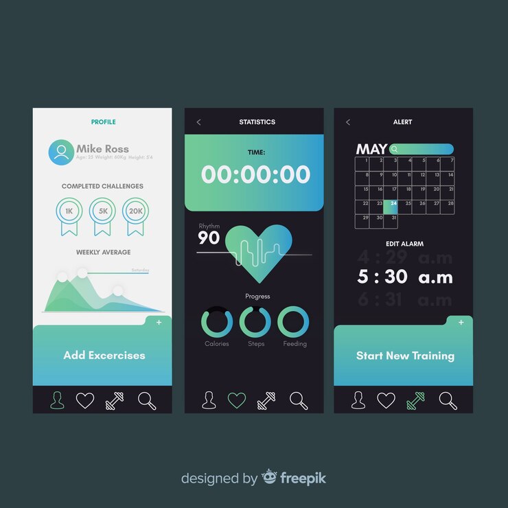 Free Vector fitness mobile app infographic template flat style