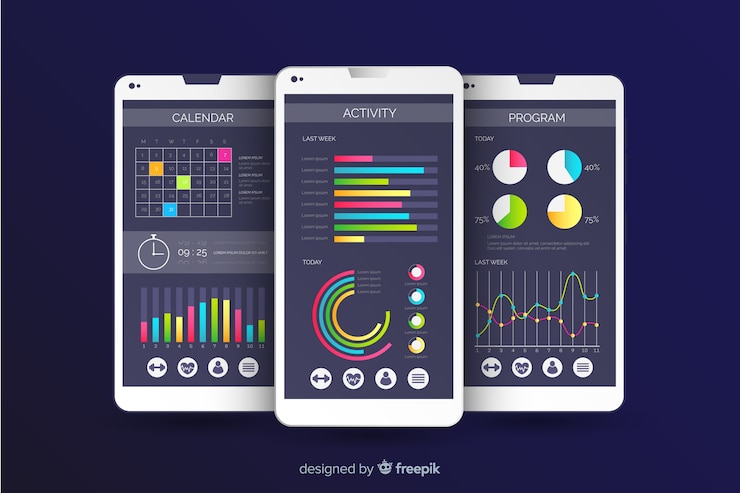 Free Vector fitness mobile app infographic template