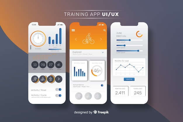 Modello di infografica app mobile fitness