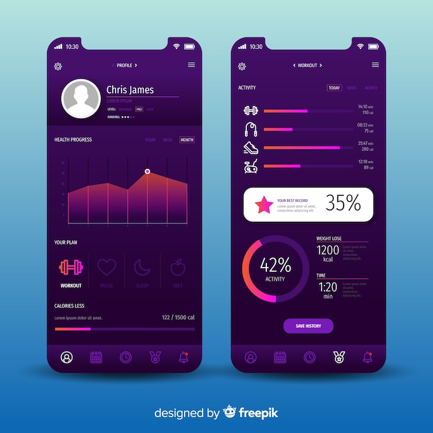 Fitness mobile app infographic template