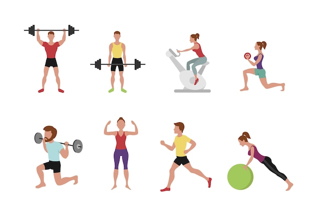 Бесплатное векторное изображение Иллюстрация людей фитнеса.