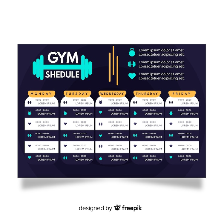 मुफ़्त वेक्टर fitness schedule template