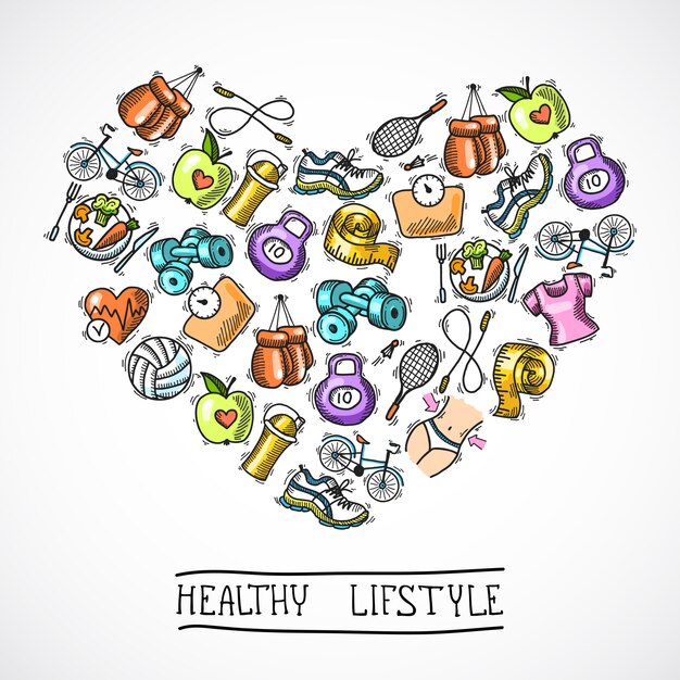 Free Vector fitness sketch poster