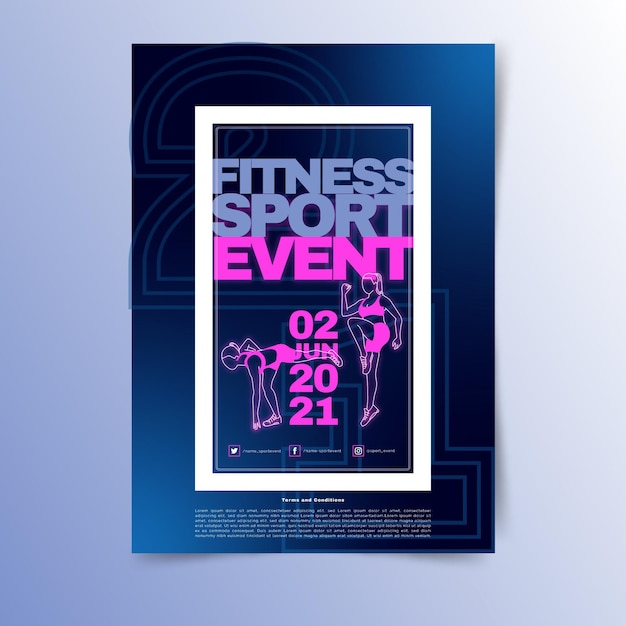 Free vector fitness sport event stationery template