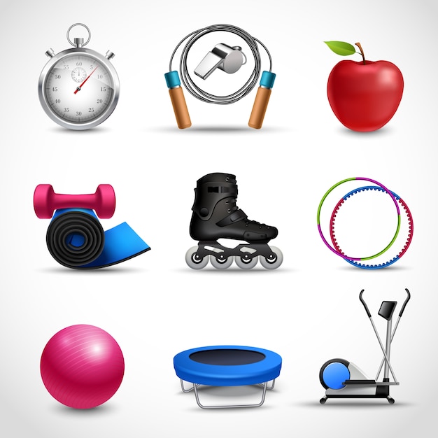 Fitness and sport icons set 